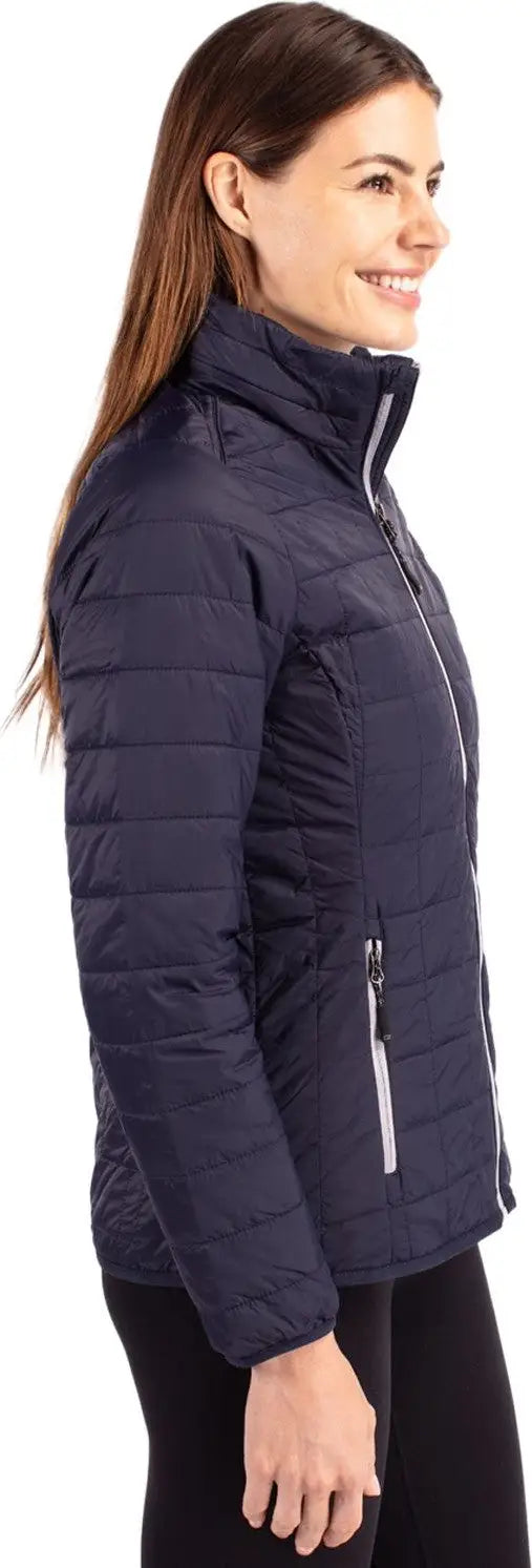 Cutter & Buck Lco00007 Rainier Primaloft® Womens Eco Insulated Full Zip Puffer Jacket - Dark Navy Silver