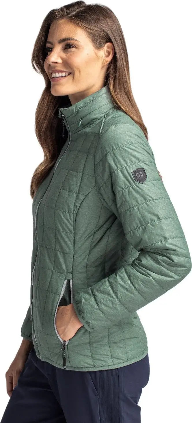 Cutter & Buck Lco00007 Rainier Primaloft® Womens Eco Insulated Full Zip Puffer Jacket - Hunter Melange