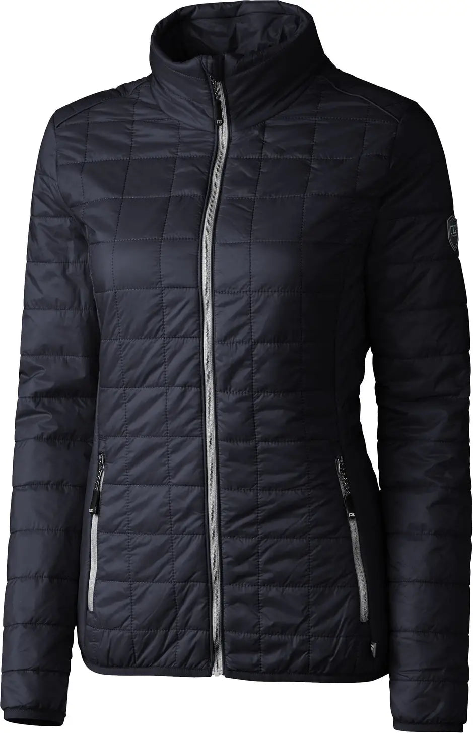 Cutter & Buck Lco00007 Rainier Primaloft® Womens Eco Insulated Full Zip Puffer Jacket - Dark Navy Silver