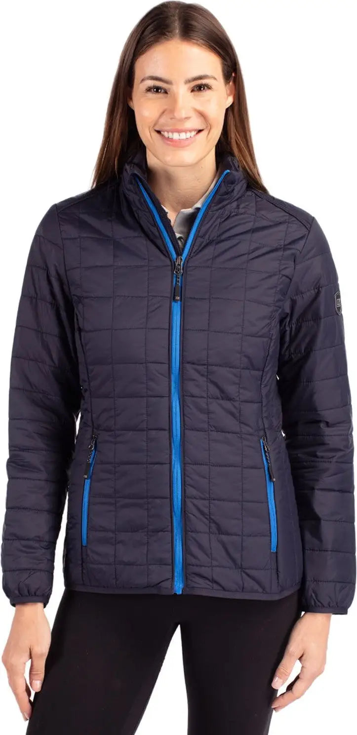 Cutter & Buck Lco00007 Rainier Primaloft® Womens Eco Insulated Full Zip Puffer Jacket - Dark Navy - Ladies Xs
