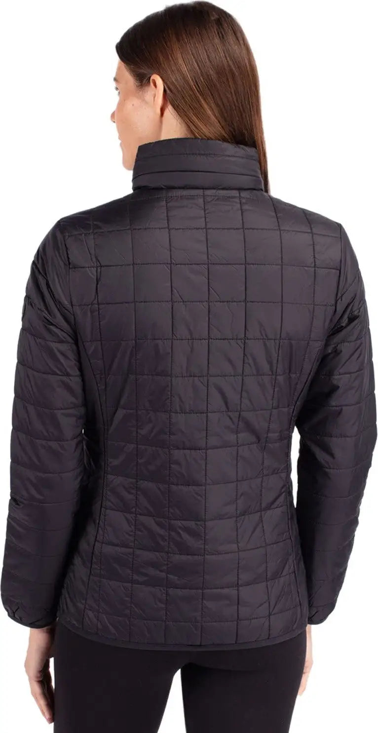 Cutter & Buck Lco00007 Rainier Primaloft® Womens Eco Insulated Full Zip Puffer Jacket - Black