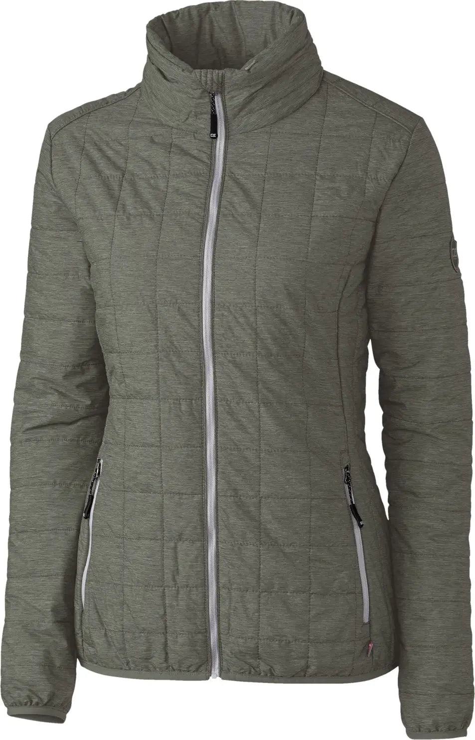 Cutter & Buck Lco00007 Rainier Primaloftâ Womens Eco Insulated Full Zip Puffer Jacket - Poplar Melange