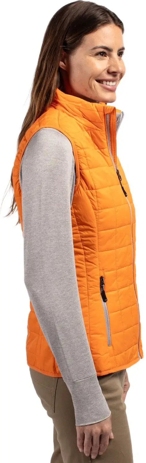 Cutter & Buck Lco00008 Rainier Primaloft® Womens Eco Insulated Full Zip Puffer Vest - Satsuma