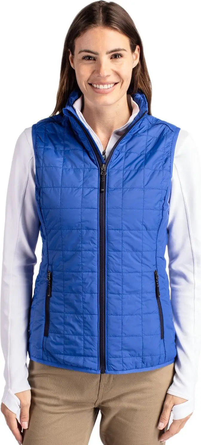 Cutter & Buck Lco00008 Rainier Primaloft® Womens Eco Insulated Full Zip Puffer Vest - Royal - Ladies Xs