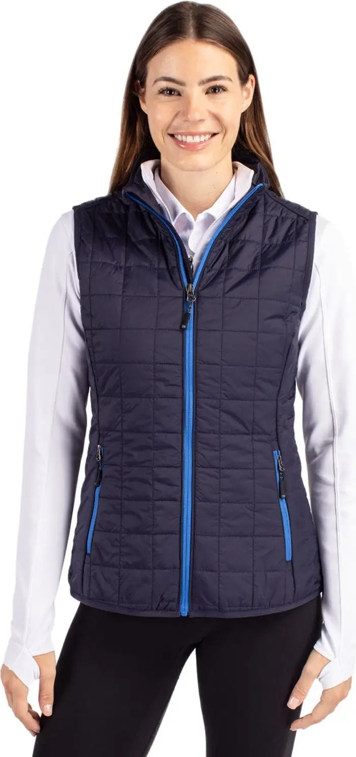 Cutter & Buck Lco00008 Rainier Primaloft® Womens Eco Insulated Full Zip Puffer Vest - Dark Navy - Ladies Xs