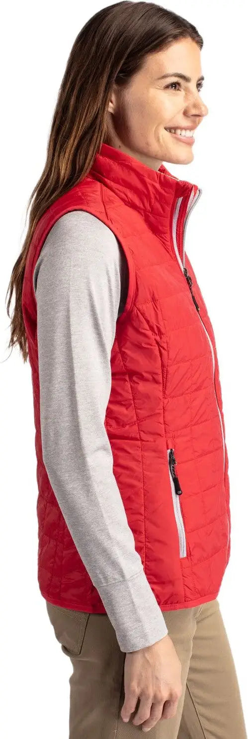 Cutter & Buck Lco00008 Rainier Primaloft® Womens Eco Insulated Full Zip Puffer Vest - Red