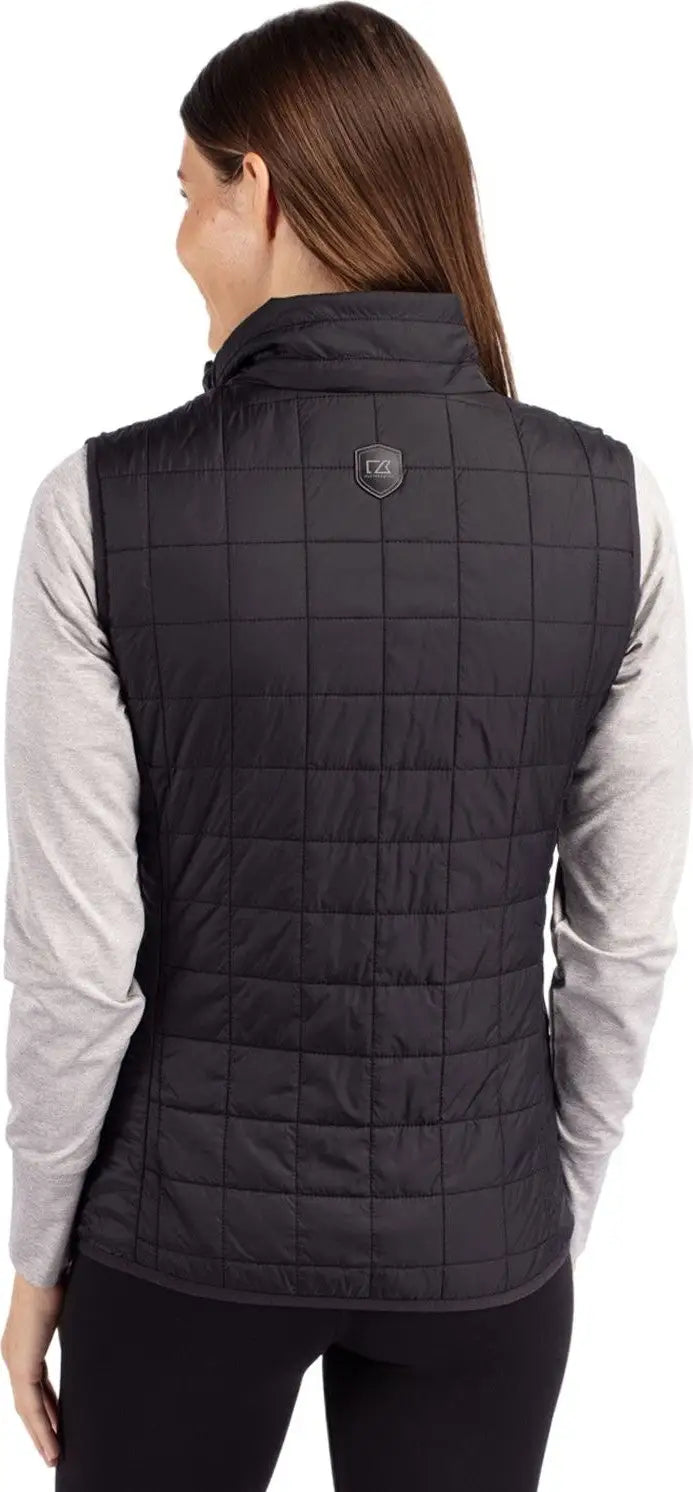 Cutter & Buck Lco00008 Rainier Primaloft® Womens Eco Insulated Full Zip Puffer Vest - Black