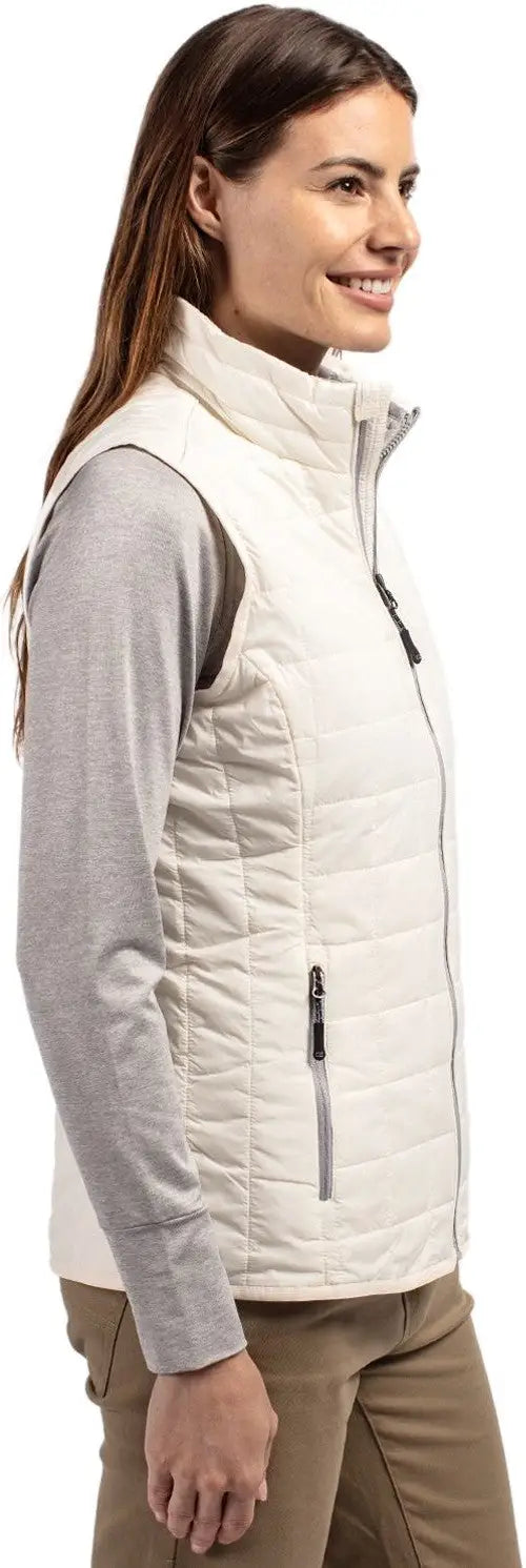 Cutter & Buck Lco00008 Rainier Primaloft® Womens Eco Insulated Full Zip Puffer Vest - Coconut