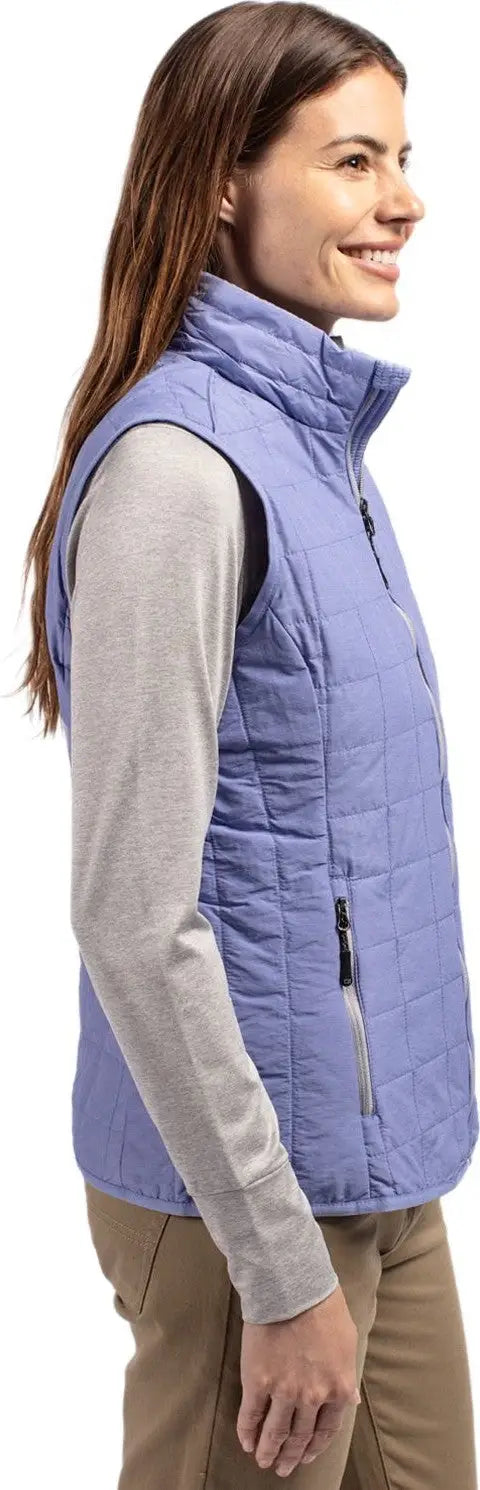 Cutter & Buck Lco00008 Rainier Primaloft® Womens Eco Insulated Full Zip Puffer Vest - Hyacinth Melange