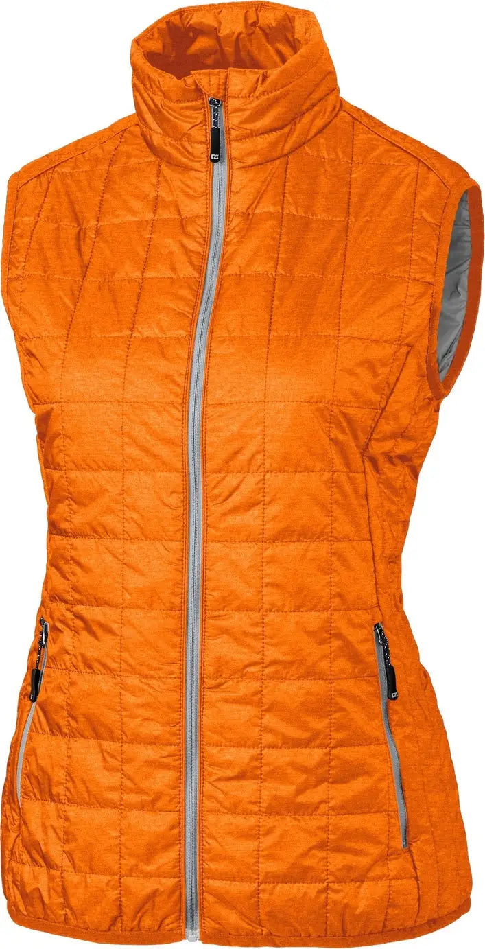 Cutter & Buck Lco00008 Rainier Primaloft® Womens Eco Insulated Full Zip Puffer Vest - Satsuma