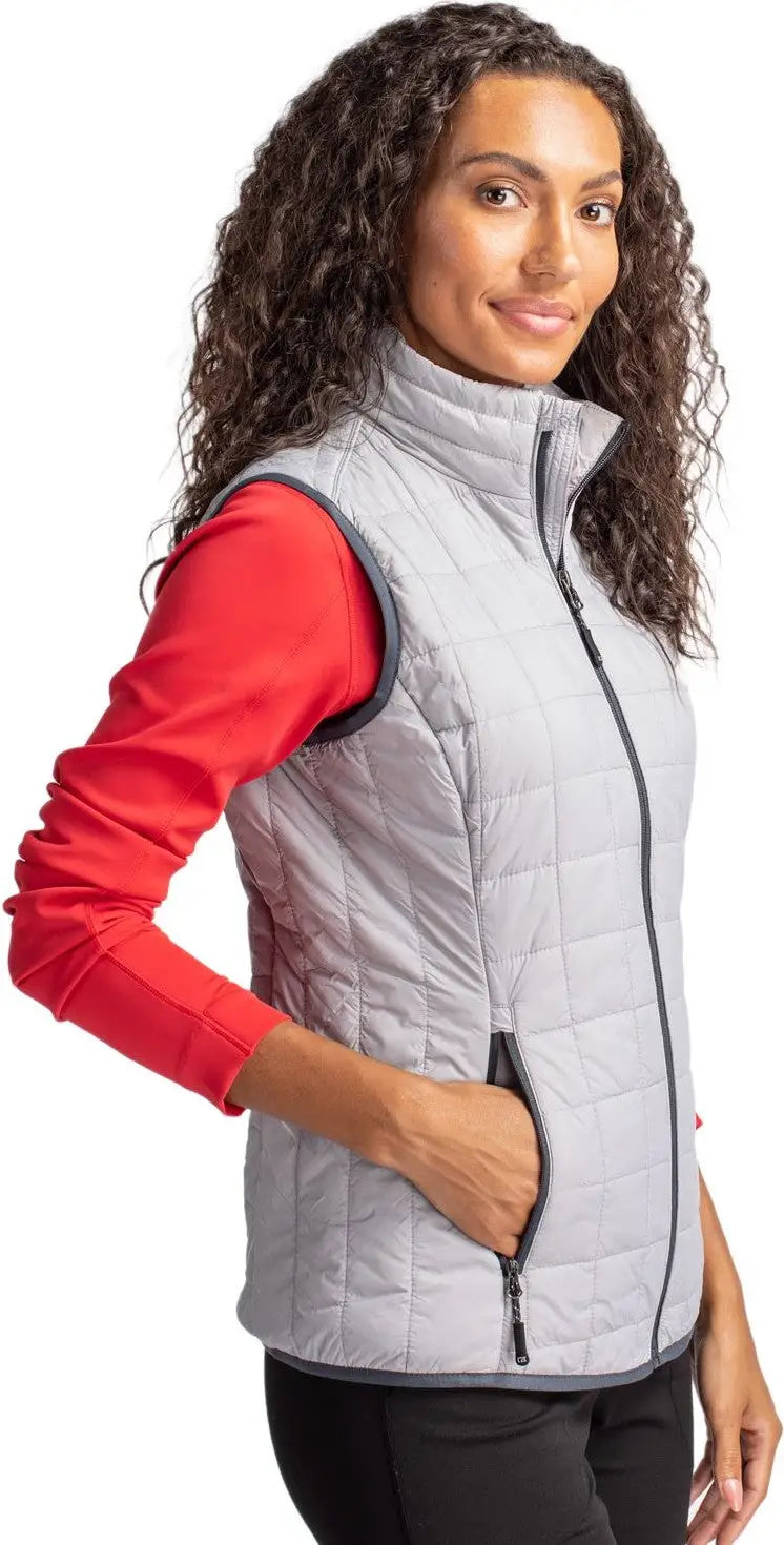 Cutter & Buck Lco00008 Rainier Primaloft® Womens Eco Insulated Full Zip Puffer Vest - Polished