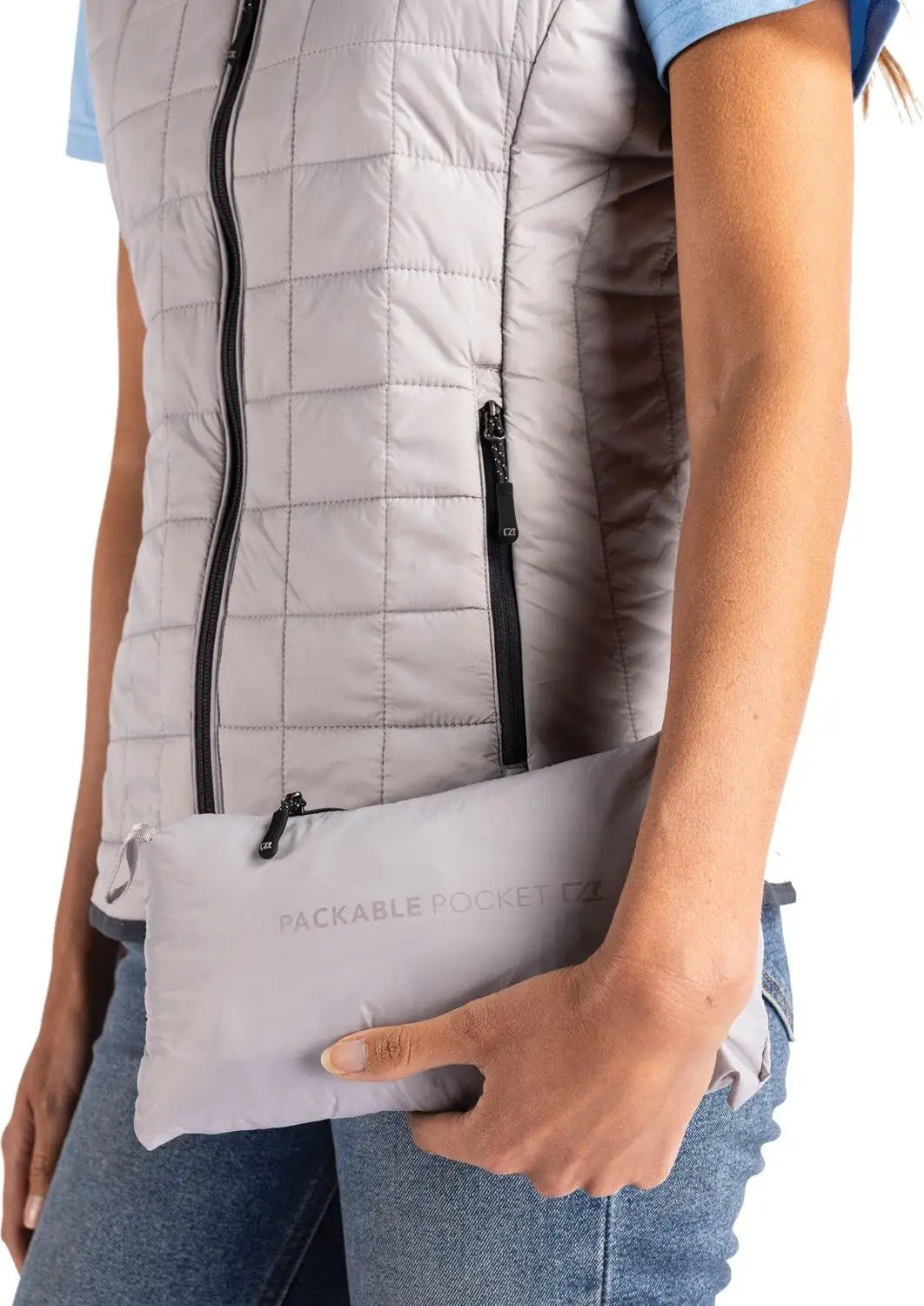 Cutter & Buck Lco00008 Rainier Primaloft® Womens Eco Insulated Full Zip Puffer Vest - Polished