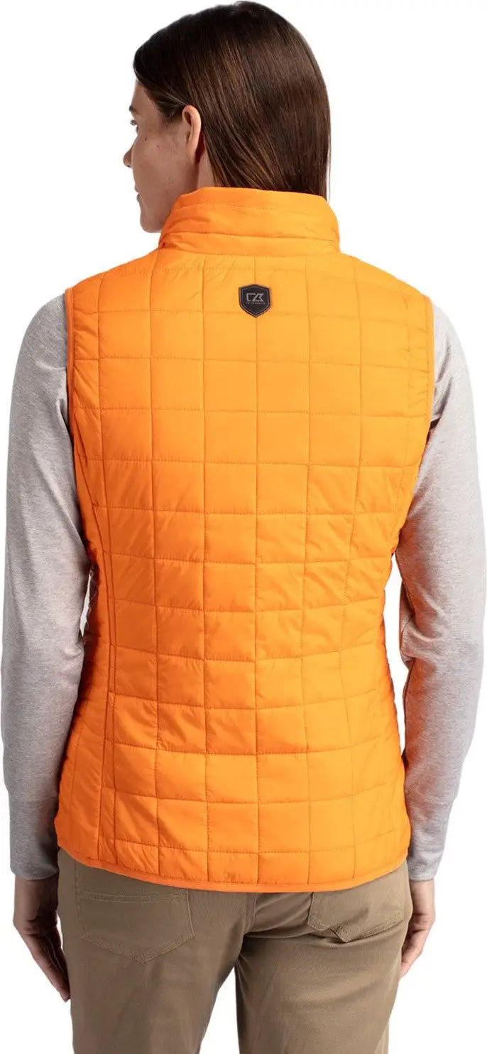 Cutter & Buck Lco00008 Rainier Primaloft® Womens Eco Insulated Full Zip Puffer Vest - Satsuma