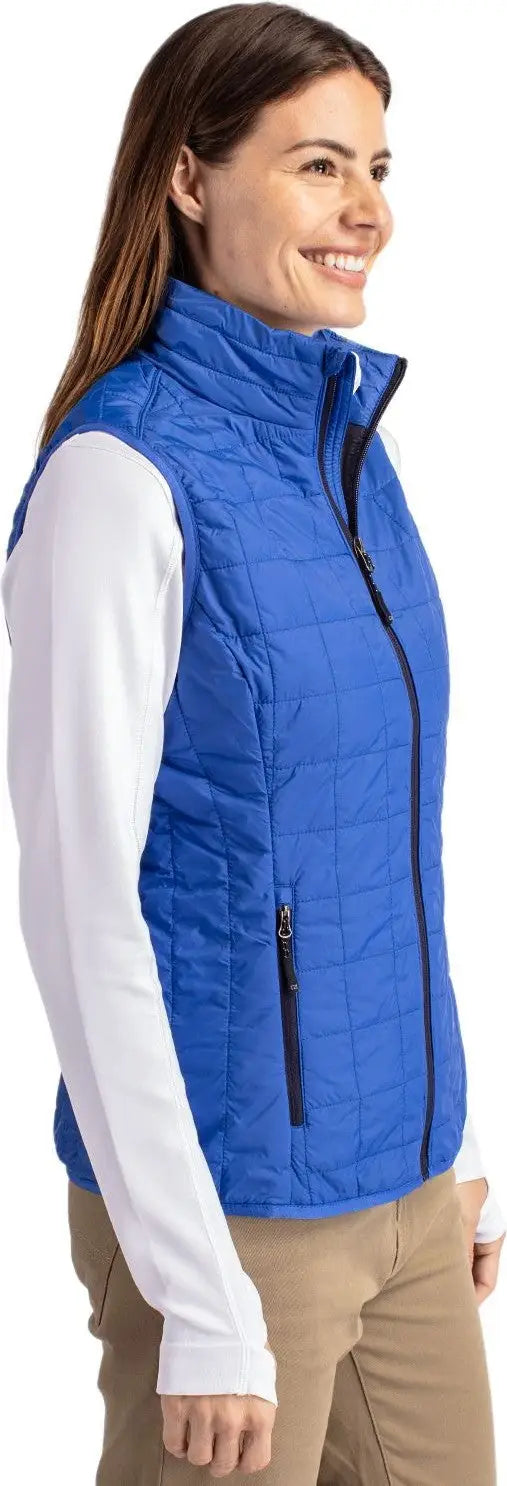 Cutter & Buck Lco00008 Rainier Primaloft® Womens Eco Insulated Full Zip Puffer Vest - Royal
