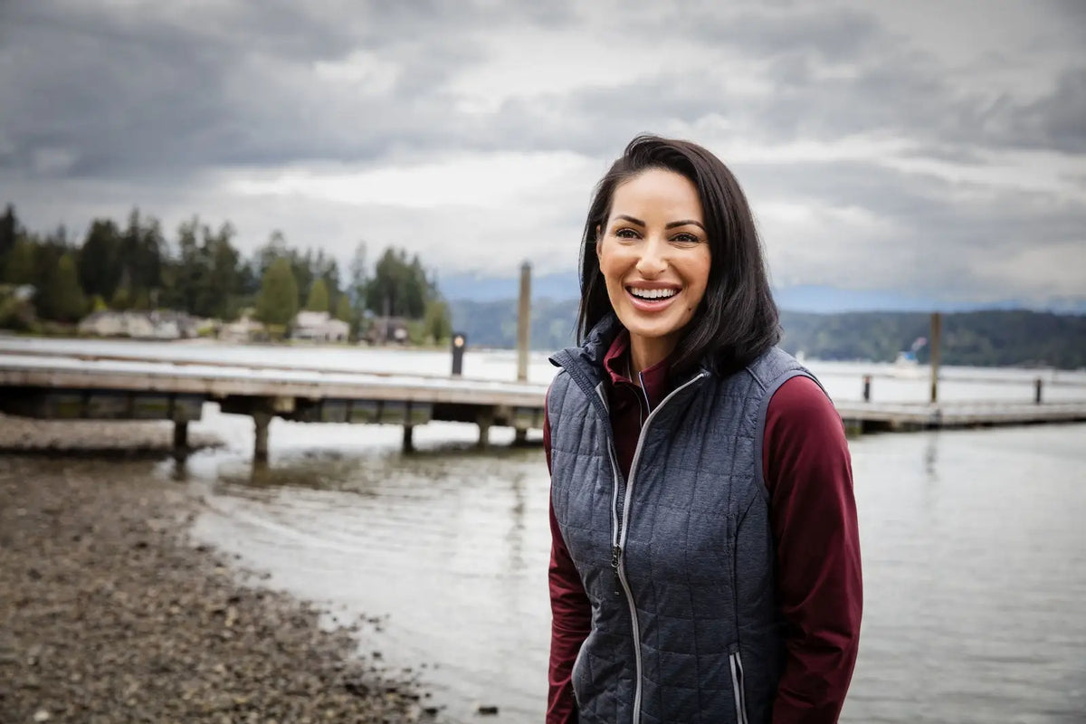 Cutter & Buck Lco00008 Rainier Primaloft® Womens Eco Insulated Full Zip Puffer Vest - Anthracite Melange