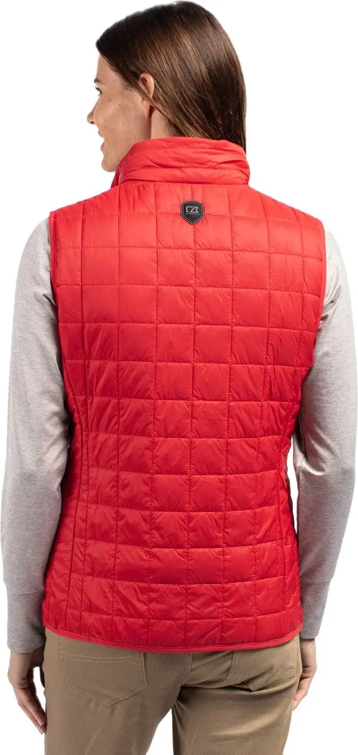 Cutter & Buck Lco00008 Rainier Primaloft® Womens Eco Insulated Full Zip Puffer Vest - Red