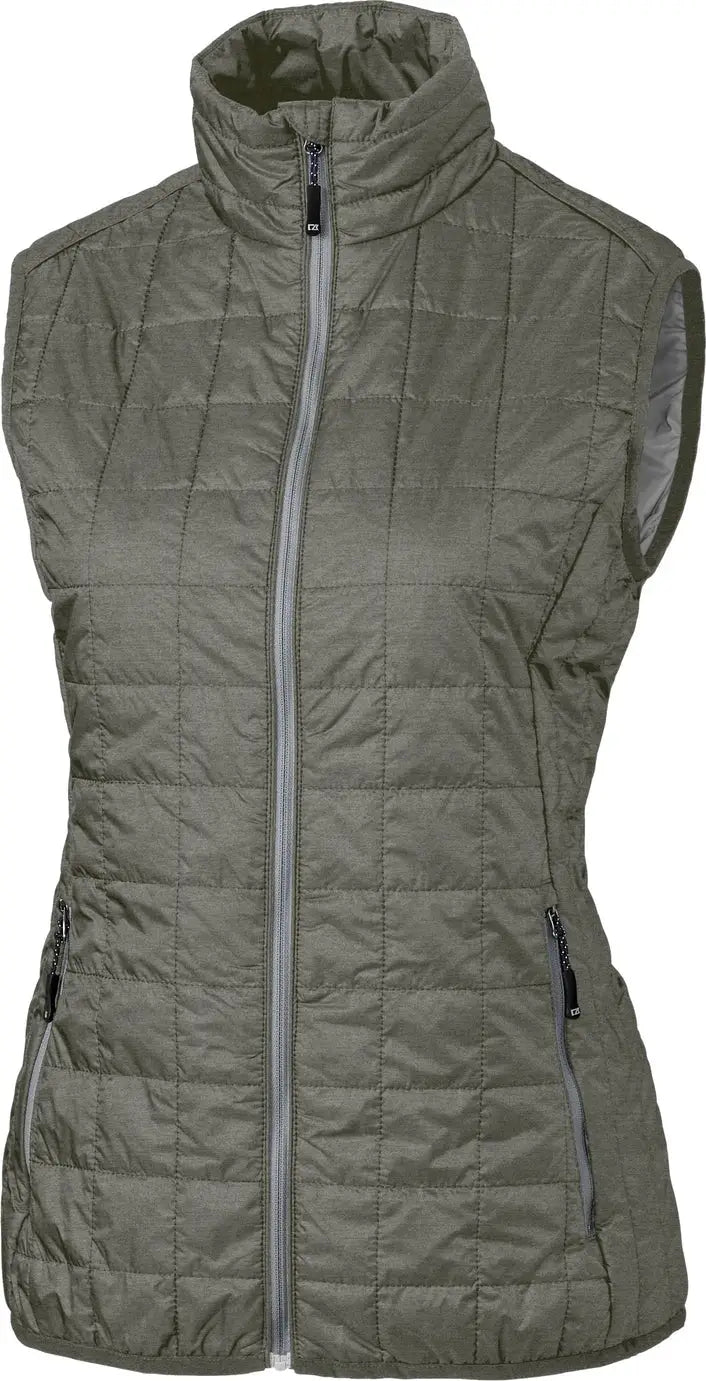Cutter & Buck Lco00008 Rainier Primaloft® Womens Eco Insulated Full Zip Puffer Vest - Poplar Melange