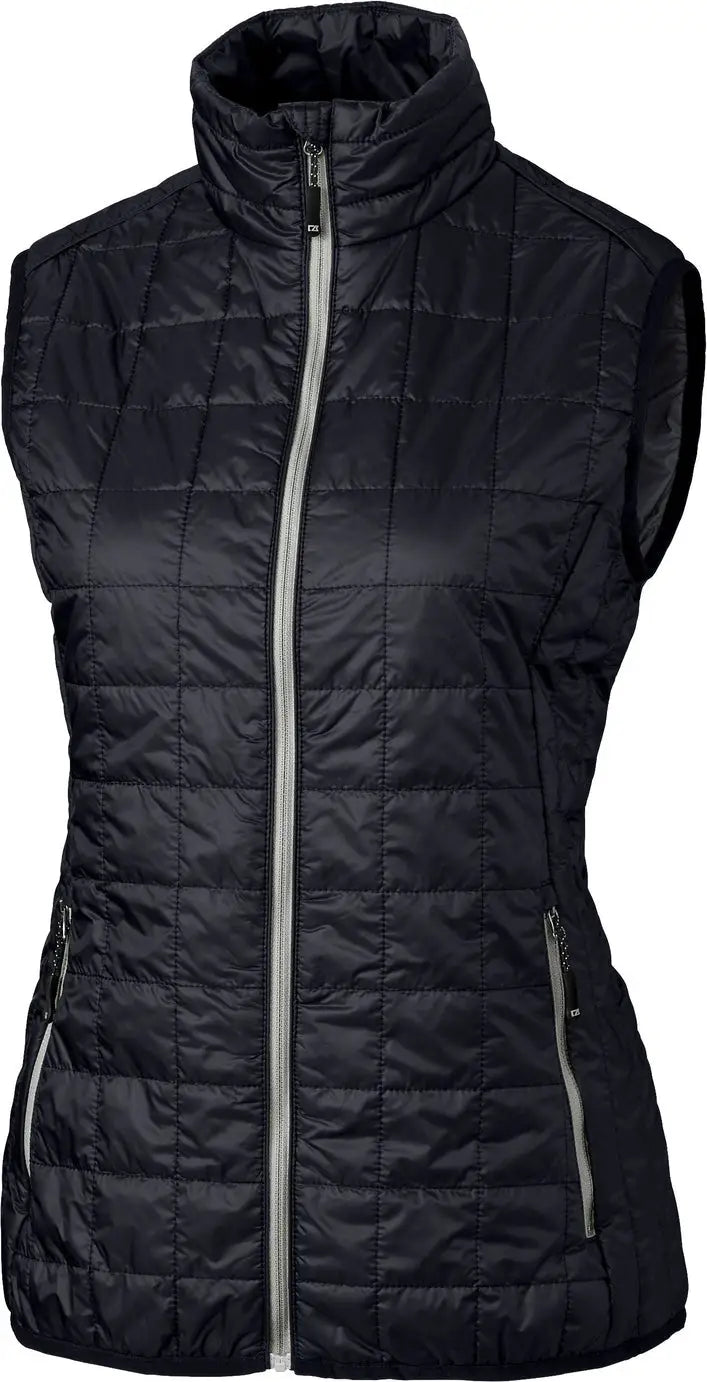 Cutter & Buck Lco00008 Rainier Primaloftâ Womens Eco Insulated Full Zip Puffer Vest - Dark Navy Silver