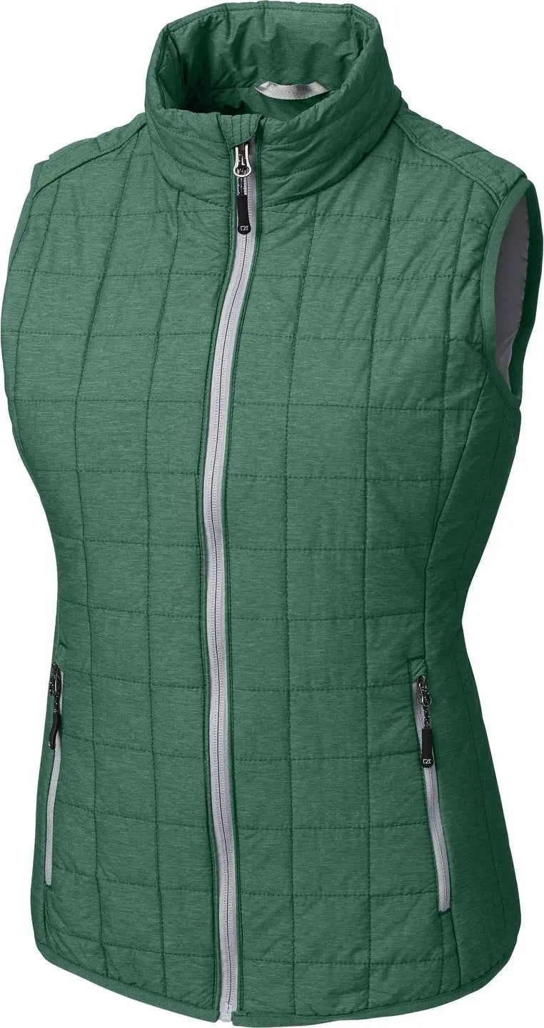 Cutter & Buck Lco00008 Rainier Primaloftâ Womens Eco Insulated Full Zip Puffer Vest - Hunter Melange