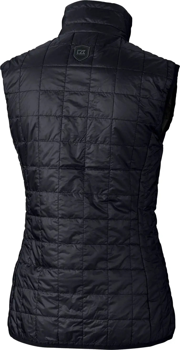 Cutter & Buck Lco00008 Rainier Primaloftâ Womens Eco Insulated Full Zip Puffer Vest - Dark Navy Silver