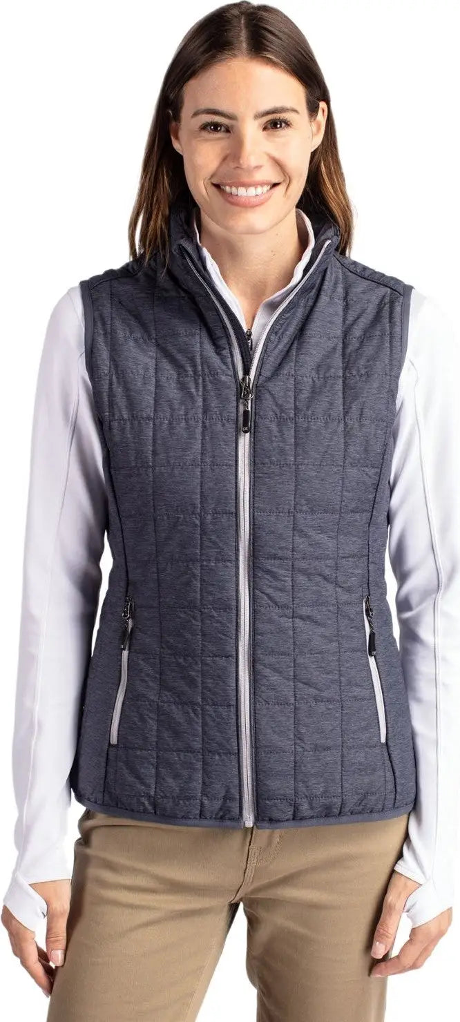 Cutter & Buck Lco00008 Rainier Primaloftâ Womens Eco Insulated Full Zip Puffer Vest - Anthracite Melange