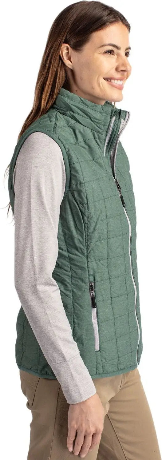 Cutter & Buck Lco00008 Rainier Primaloftâ Womens Eco Insulated Full Zip Puffer Vest - Hunter Melange