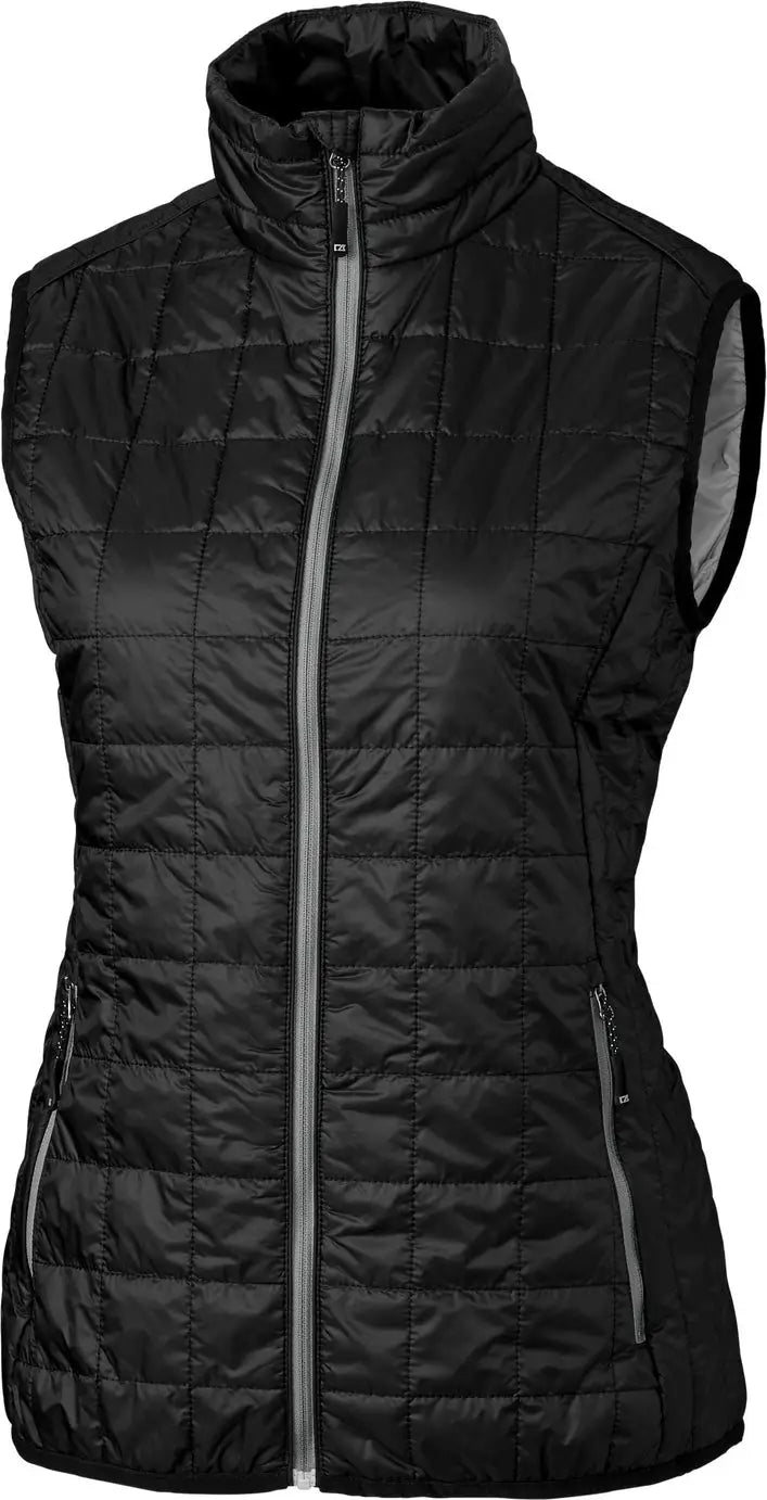 Cutter & Buck Lco00008 Rainier Primaloftâ Womens Eco Insulated Full Zip Puffer Vest - Black