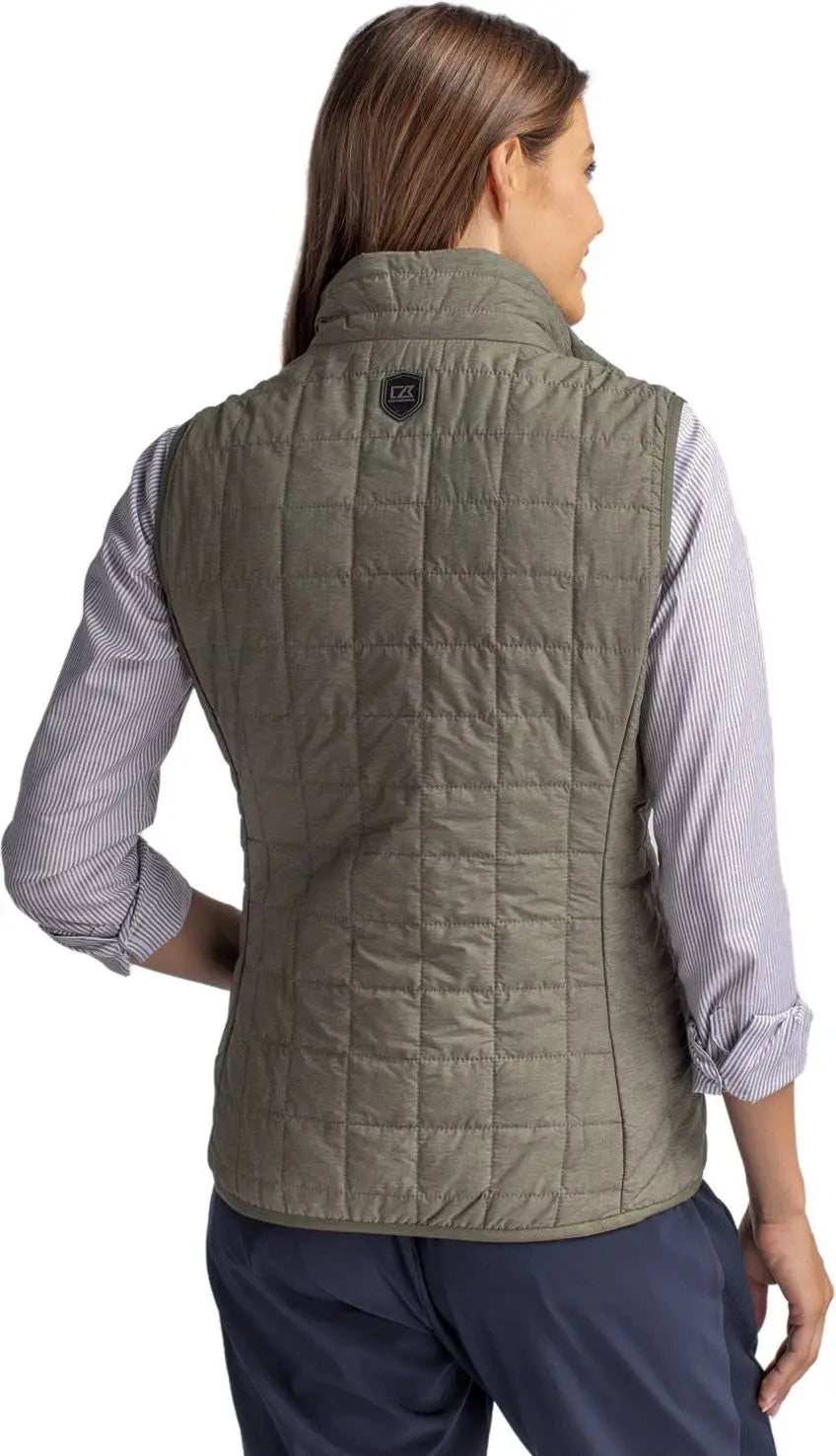 Cutter & Buck Lco00008 Rainier Primaloftâ Womens Eco Insulated Full Zip Puffer Vest - Poplar Melange