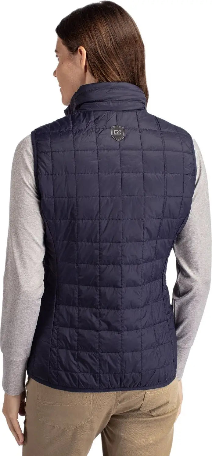 Cutter & Buck Lco00008 Rainier Primaloftâ Womens Eco Insulated Full Zip Puffer Vest - Dark Navy Silver