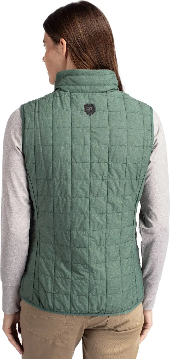 Cutter & Buck Lco00008 Rainier Primaloftâ Womens Eco Insulated Full Zip Puffer Vest - Hunter Melange