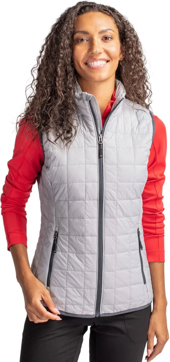 Cutter & Buck Lco00008 Rainier Primaloftâ Womens Eco Insulated Full Zip Puffer Vest - Polished
