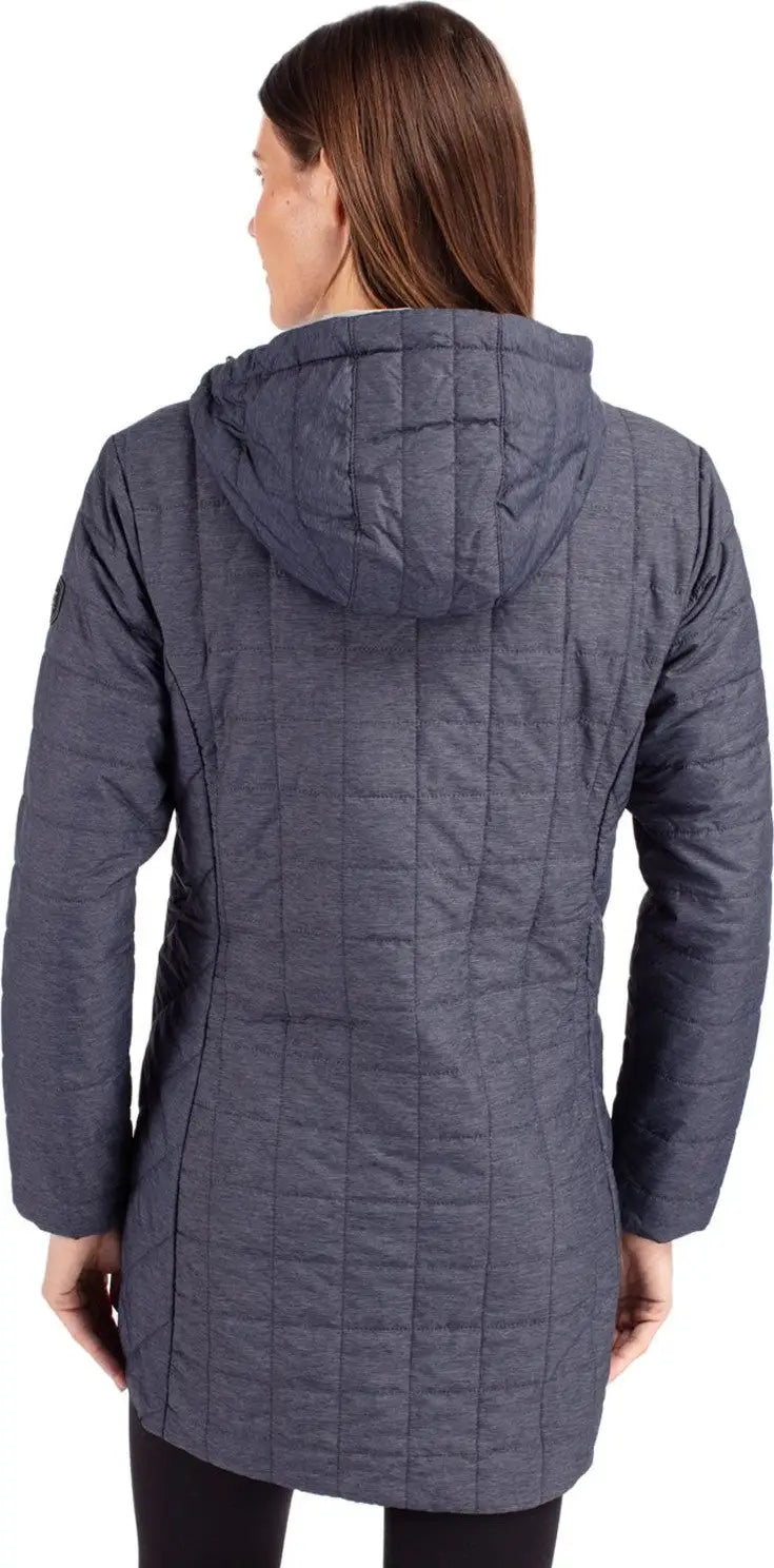 Cutter & Buck Lco00024 Rainier Primaloft® Womens Eco Insulated Hooded Long Coat - Anthracite Melange