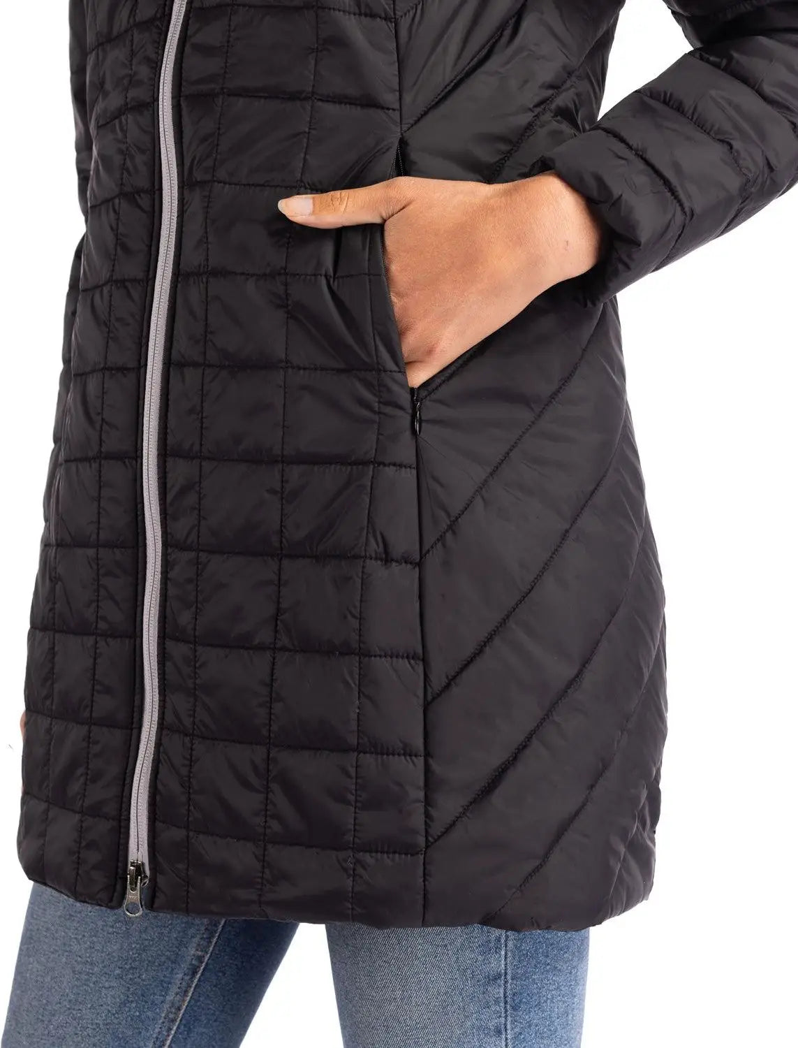 Cutter & Buck Lco00024 Rainier Primaloft® Womens Eco Insulated Hooded Long Coat - Black