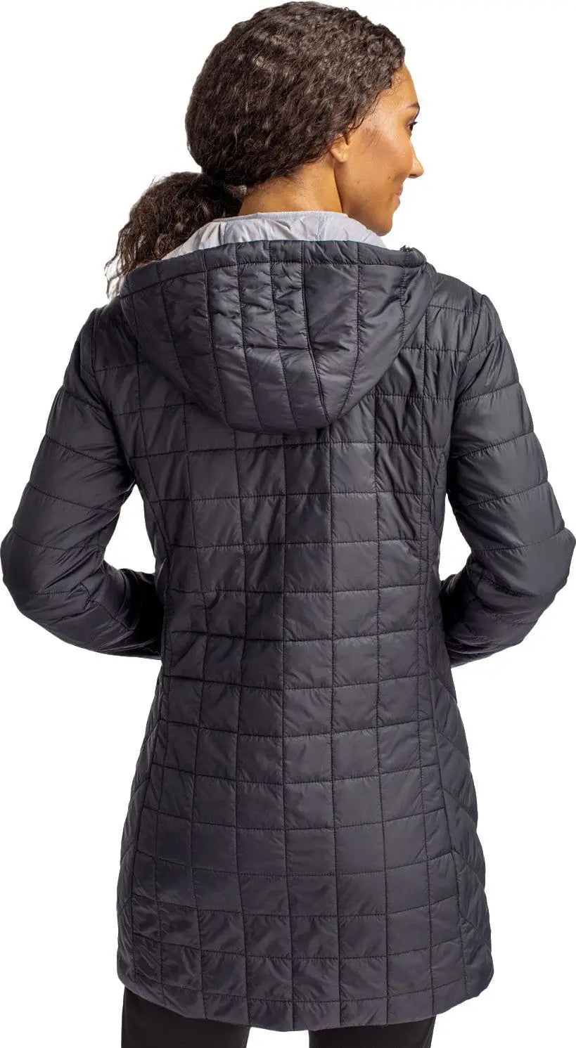 Cutter & Buck Lco00024 Rainier Primaloft® Womens Eco Insulated Hooded Long Coat - Black