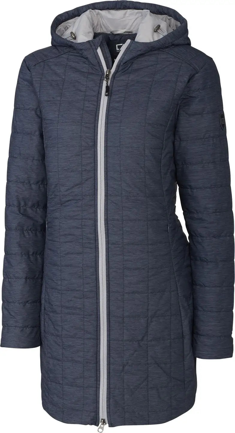 Cutter & Buck Lco00024 Rainier Primaloft® Womens Eco Insulated Hooded Long Coat - Anthracite Melange