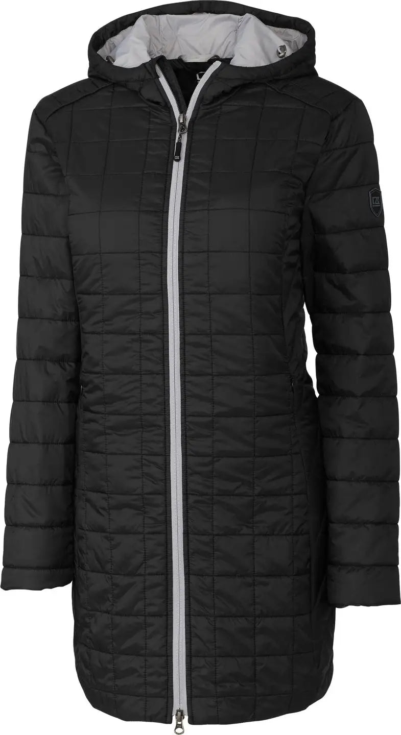 Cutter & Buck Lco00024 Rainier Primaloft® Womens Eco Insulated Hooded Long Coat - Black