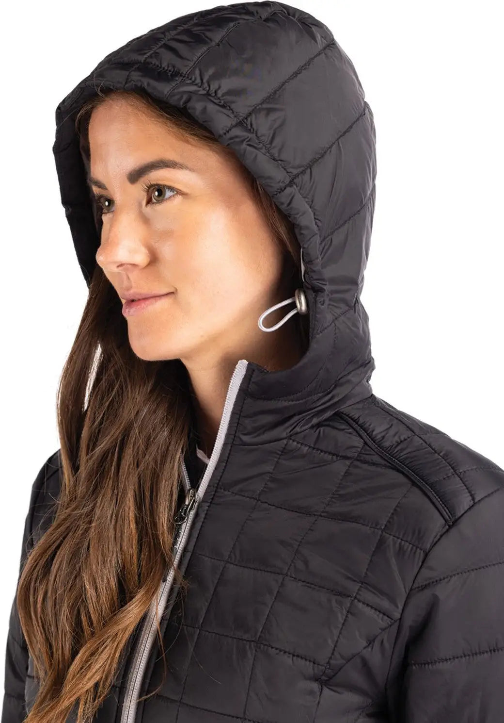 Cutter & Buck Lco00024 Rainier Primaloft® Womens Eco Insulated Hooded Long Coat - Black