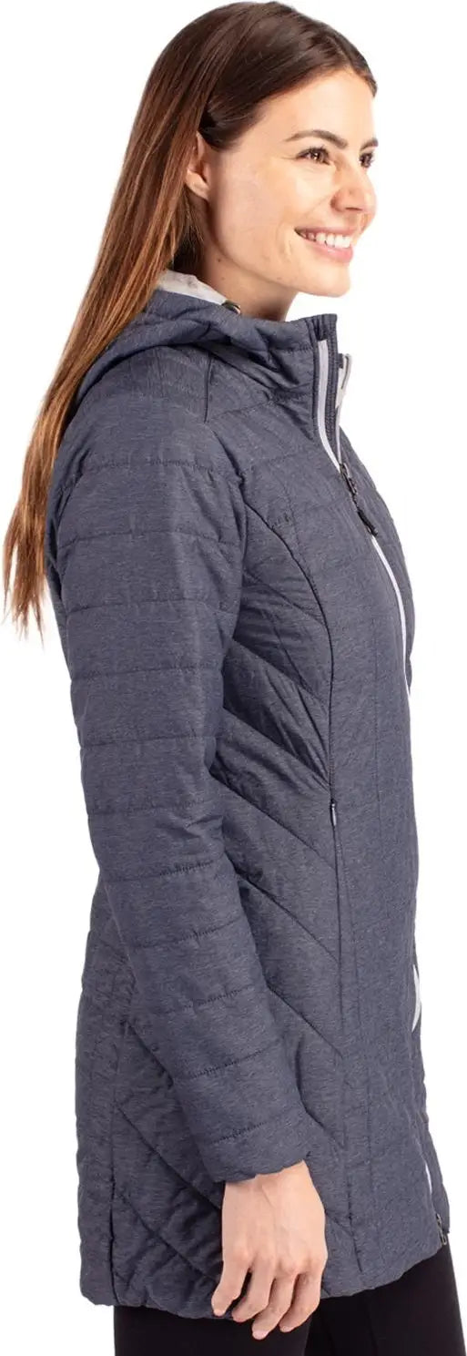 Cutter & Buck Lco00024 Rainier Primaloft® Womens Eco Insulated Hooded Long Coat - Anthracite Melange