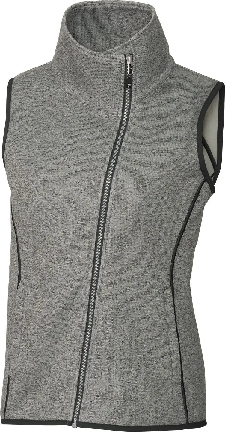 Cutter & Buck Lco00034 Mainsail Sweater Knit Womens Asymmetrical Vest - Polished Heather