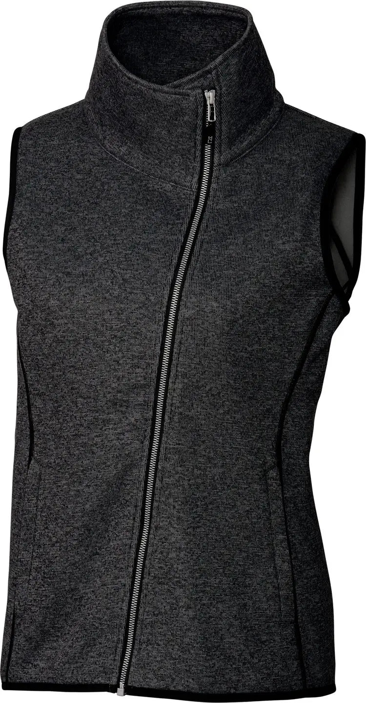 Cutter & Buck Lco00034 Mainsail Sweater Knit Womens Asymmetrical Vest - Charcoal Heather