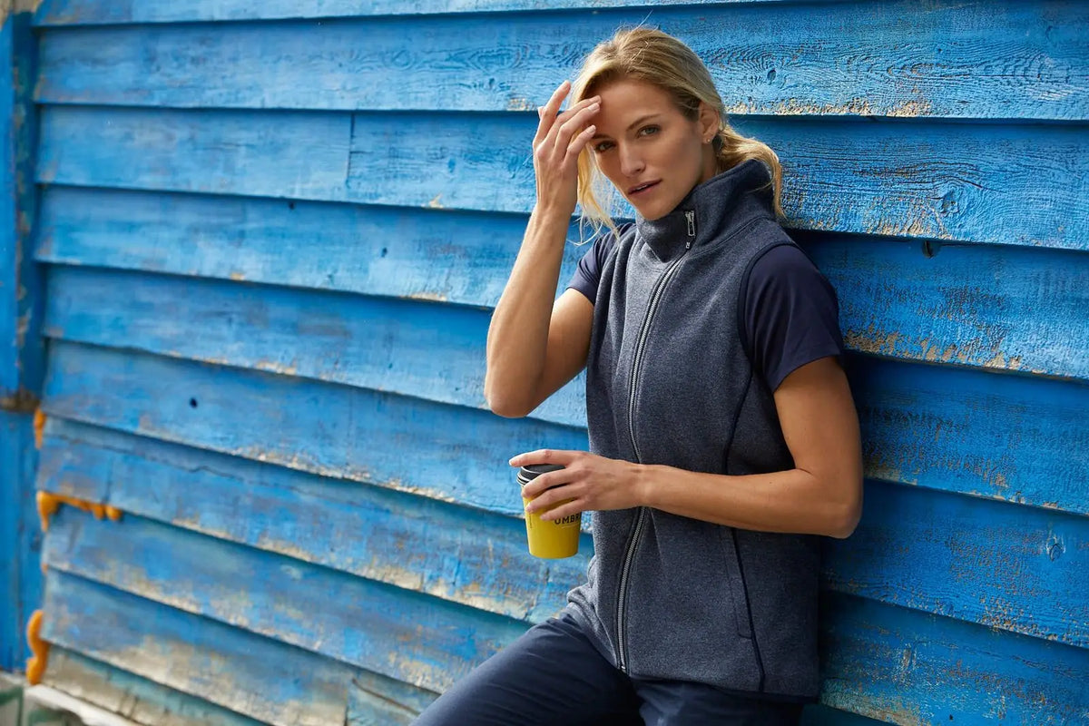 Cutter & Buck Lco00034 Mainsail Sweater Knit Womens Asymmetrical Vest - Liberty Navy Heather