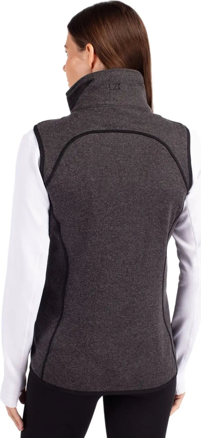 Cutter & Buck Lco00034 Mainsail Sweater Knit Womens Asymmetrical Vest - Charcoal Heather