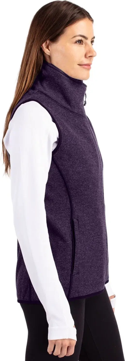 Cutter & Buck Lco00034 Mainsail Sweater Knit Womens Asymmetrical Vest - College Purple Heather