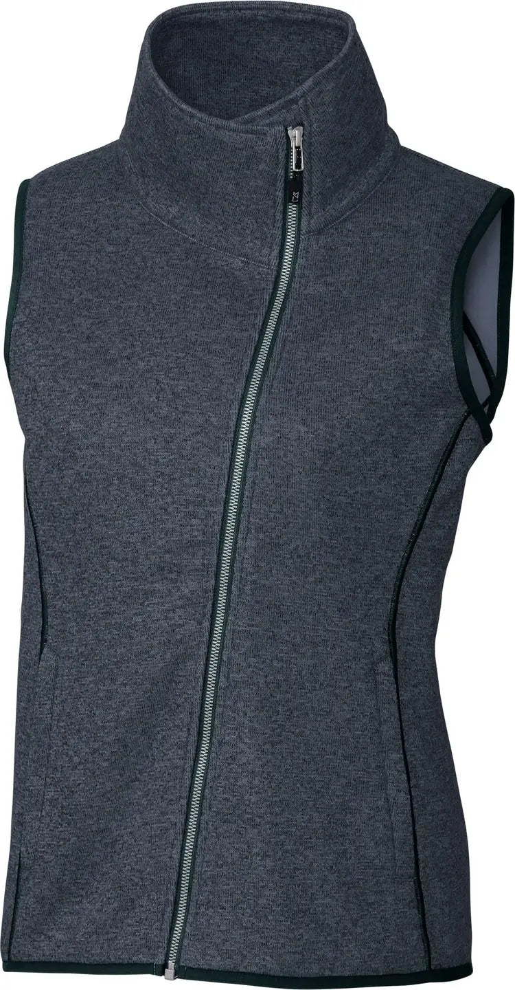 Cutter & Buck Lco00034 Mainsail Sweater Knit Womens Asymmetrical Vest - Liberty Navy Heather