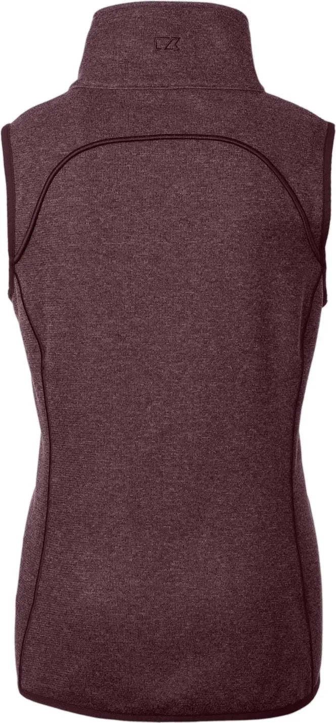 Cutter & Buck Lco00034 Mainsail Sweater Knit Womens Asymmetrical Vest - Bordeaux Heather