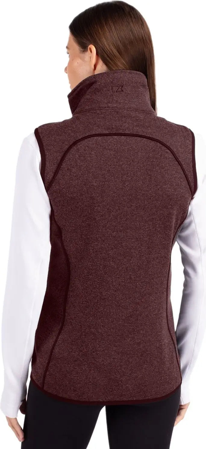 Cutter & Buck Lco00034 Mainsail Sweater Knit Womens Asymmetrical Vest - Bordeaux Heather