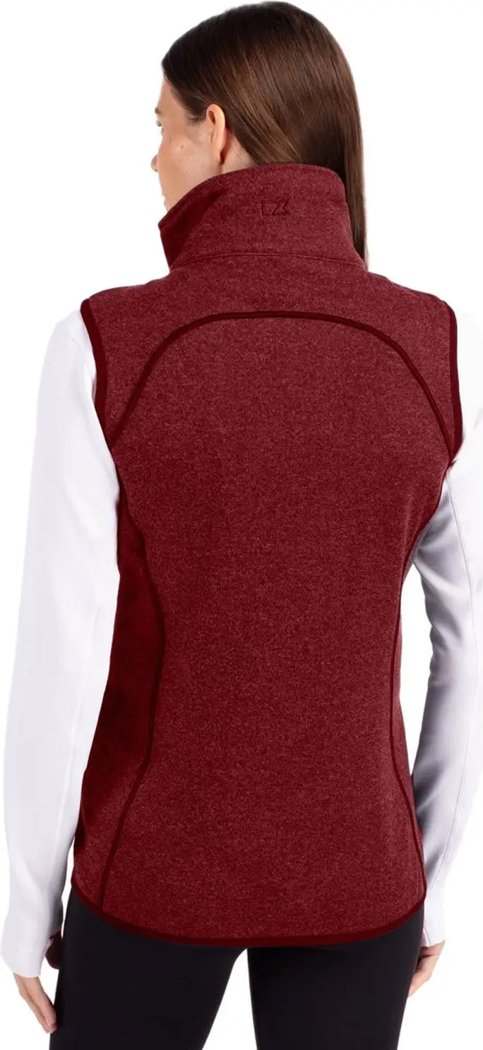 Cutter & Buck Lco00034 Mainsail Sweater Knit Womens Asymmetrical Vest - Cardinal Red Heather