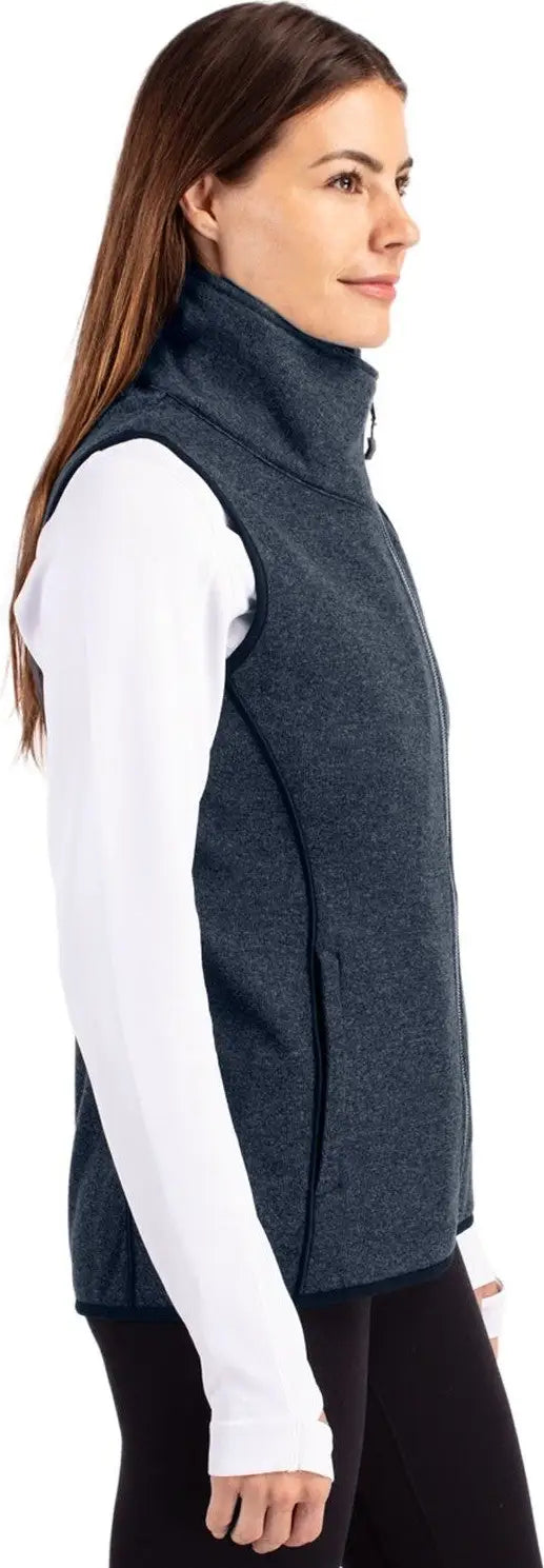 Cutter & Buck Lco00034 Mainsail Sweater Knit Womens Asymmetrical Vest - Liberty Navy Heather