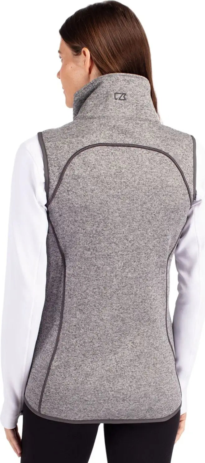 Cutter & Buck Lco00034 Mainsail Sweater Knit Womens Asymmetrical Vest - Polished Heather