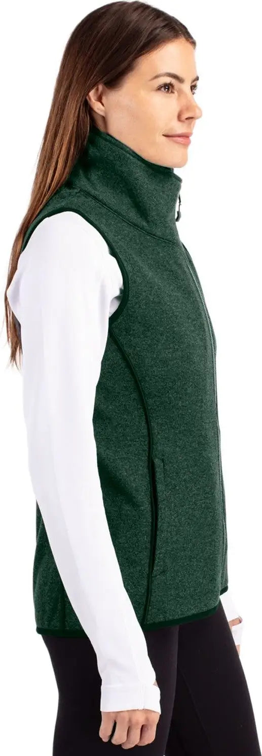 Cutter & Buck Lco00034 Mainsail Sweater Knit Womens Asymmetrical Vest - Hunter Heather